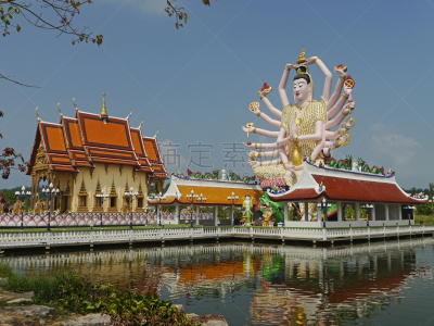 僧院,波铺,水,四肢,水平画幅,夏天,泰国,苏梅岛,佛