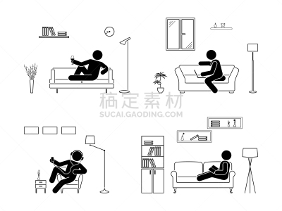 葡萄酒,家庭生活,沙发,简笔人物画,书,矢量,计算机图标,姿态,扶手椅,使用手提电脑