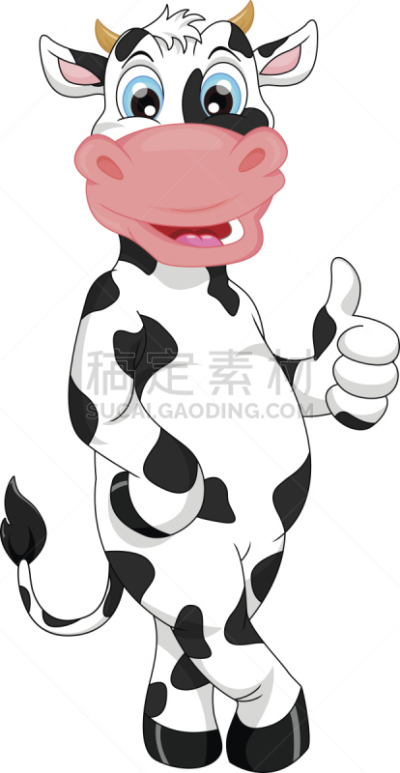 动画片,可爱的,母牛,翘起大拇指,后腿站立,卡通,牛乳,农业,食品,动物嘴