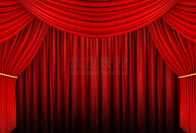 red curtain of stage, 3d Illustration
