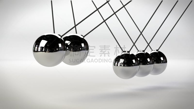 金属,球体,概念,牛顿碰撞球,动作,数字2,白色背景,面部表情,领导能力,水平画幅