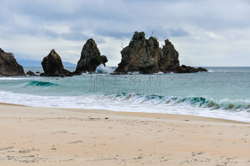 科罗曼德尔半岛,海滩,新西兰,cathedral cove,自然,半岛,水平画幅,沙子,无人,蓝色