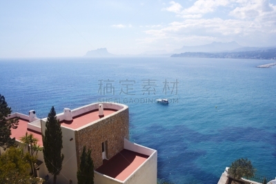 地中海,建筑,水,天空,白色海岸,水平画幅,高视角,无人,夏天,户外
