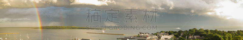 海港,彩虹,水,天空,暴风雨,水平画幅,无人,户外,灯塔楼,湖