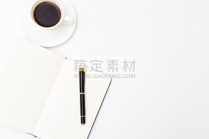 办公室,书桌,咖啡杯,笔记本,水平画幅,无人,正上方视角,白色背景,博客,图片资料馆