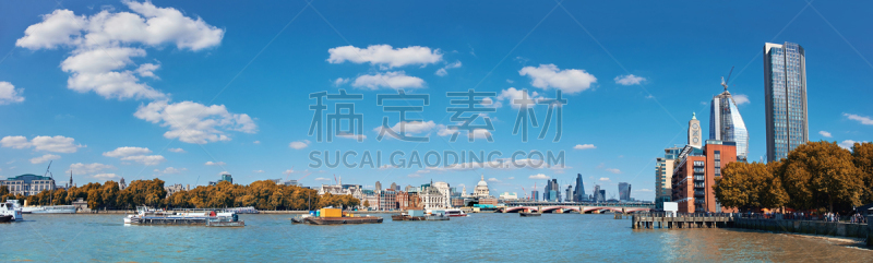 滑铁卢桥,全景,伦敦,在上面,泰晤士河,水,水平画幅,英格兰,旅行者,云景