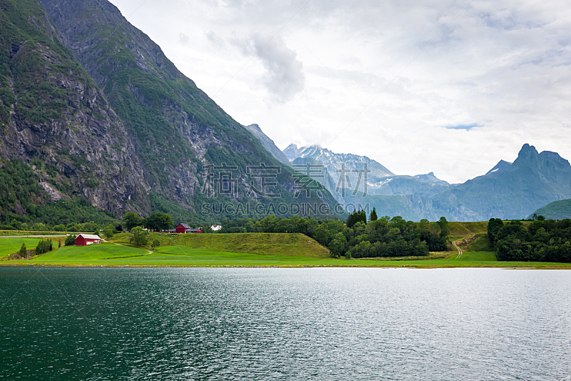 地形,挪威,水,天空,美,水平画幅,山,美人,夏天,户外