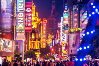 上海,街道,南京路,霓虹色,霓虹灯,南京,市场,夜市,旅行者,亚洲