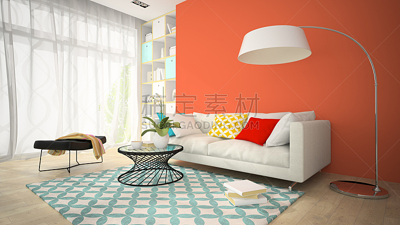 花瓶,室内,住宅房间,三维图形,红色,极简构图,一个物体,扶手椅,地板,沙发