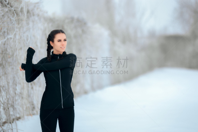 冬天,手臂,户外,季节,女人,辫状,半身像,四肢,雪,仅成年人