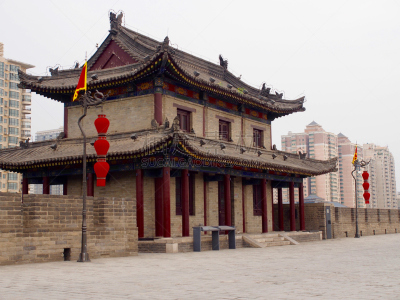 西安,城墙,水平画幅,无人,城镇,远古的,摄影,旅行