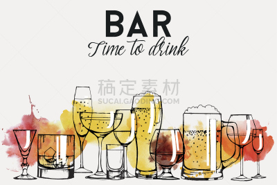 饮料,含酒精饮料,式样,传单,纹理效果,菜单,葡萄酒,水彩画颜料,一个物体,背景分离