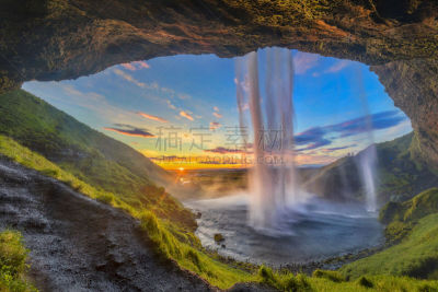 冰岛国,seljalandsfoss waterfall,瀑布,在之后,水,夏天,戏剧性的景观,国际著名景点,黄金圈路线,著名景点
