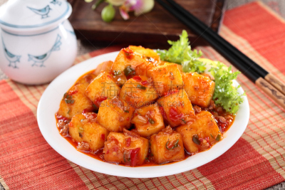 盘子,麻婆豆腐,茶壶,白色,莴苣,餐具,格子烤肉,褐色,水平画幅,素食