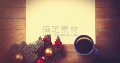 玩具,咖啡,圣诞节,枝,白皮书,前面,饮料,事件,杯,新年前夕