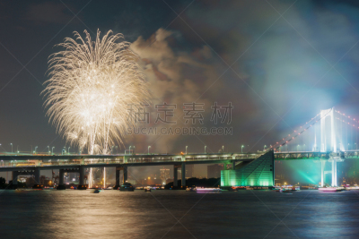 焰火,东京湾,天空,水平画幅,夜晚,无人,夏天,户外,江东区,都市风景