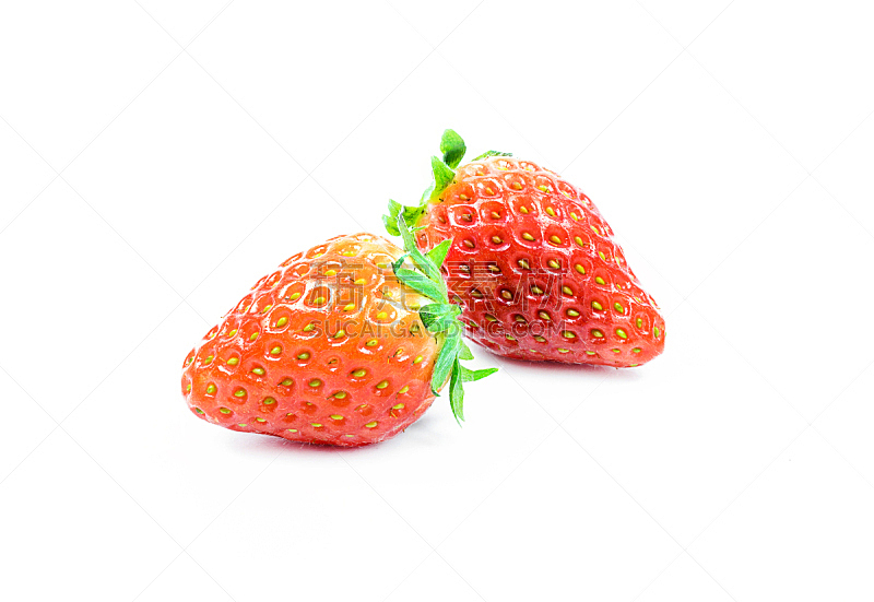 特写,两个物体,白色背景,草莓,水平画幅,素食,水果,无人,有机食品,熟的