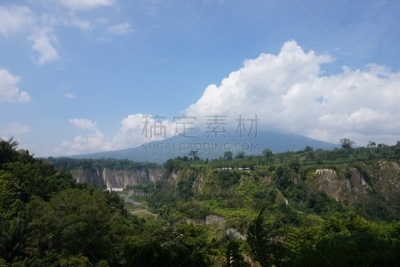 水平画幅,山,无人,山谷,2015年,西苏门答腊省,印度尼西亚,布基庭基,摄影