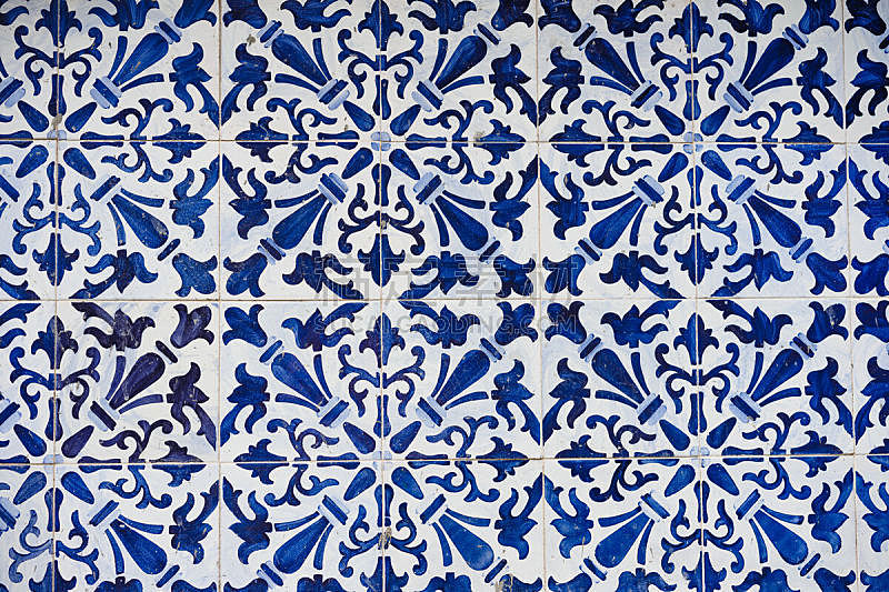 传统,瓷砖,里斯本,葡萄牙,白色,围墙,青绿色,华丽的,旅途,著名景点