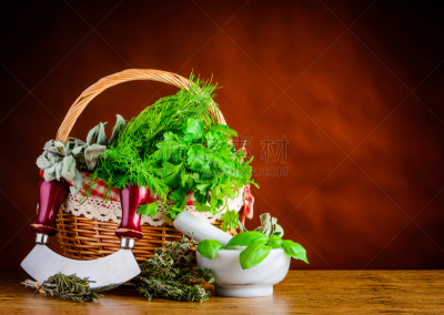 篮子,草本,清新,绿色,剁刀,胡荽籽,鼠尾草,水平画幅,有机食品,研磨器