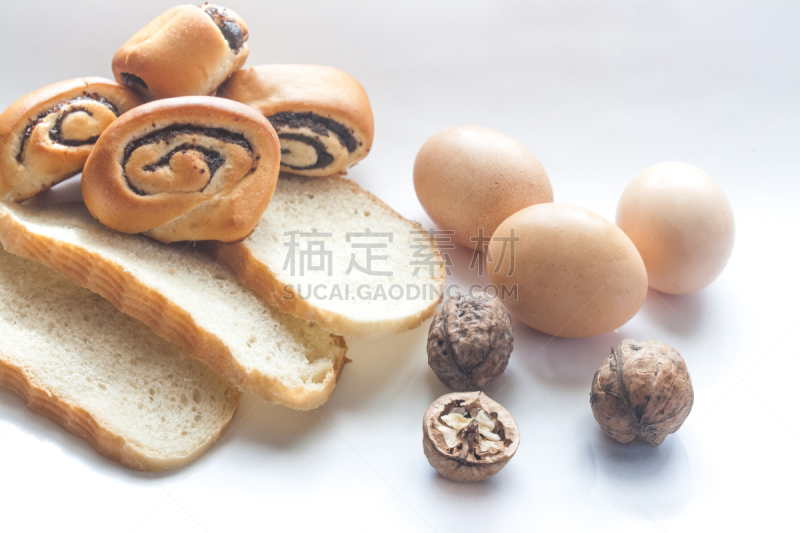 面包,调味品,厨房,罐头,餐具,水平画幅,玻璃,白色背景,玉米,黑色