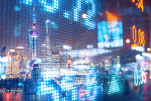 城市天际线,上海,财务数据,夜晚,电子商务,夜市,都市风景,股市数据,荧光灯