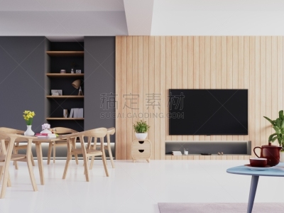 起居室,极简构图,电视机,灰色,椅子,模板,现代,装饰物,背景,建筑