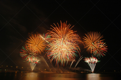 新加坡,放焰火,传统节日,2006年,滨海艺术中心剧院,火药,滨海湾 ,天空,水平画幅,无人