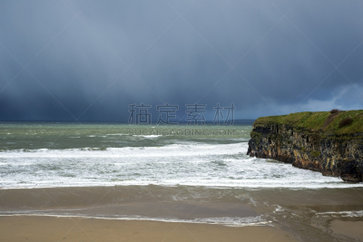 暴风雨,雨,冬天,水,天空,美,戈尔韦,水平画幅,云,沙子