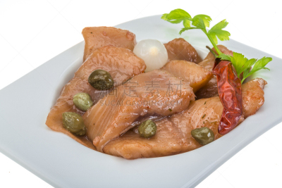 切片食物,鲱鱼,餐具,水平画幅,无人,莳萝,大西洋,海产,特写,醋
