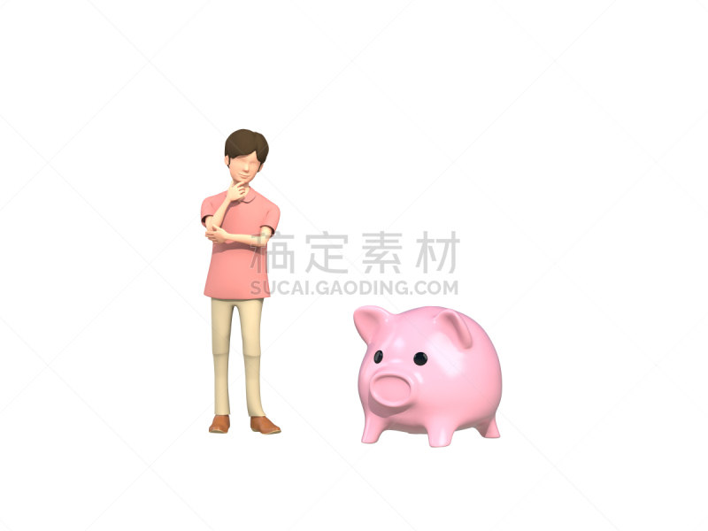 男人,小猪扑满,吝啬的,储蓄,水平画幅,绘画插图,金融,白色背景,人,金融和经济