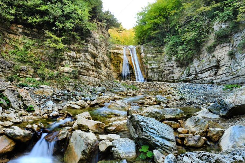 瀑布,峡谷,萨姆松,土耳其,土耳其黑海沿岸,春天,绿松石色,岩石,夏天,户外