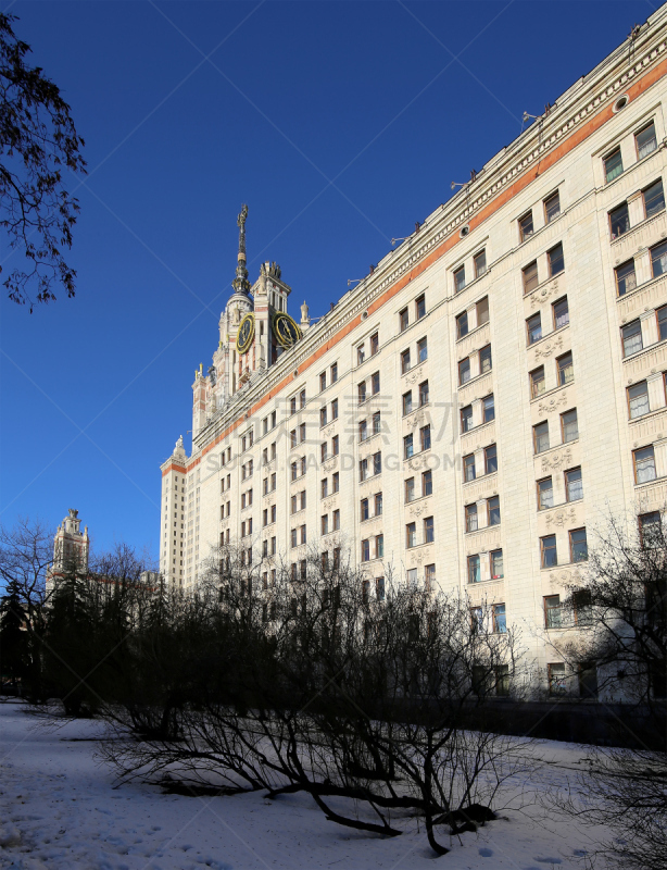 莫斯科,俄罗斯,mikhail lomonosov,大学,美因河,州,建筑外部,垂直画幅,外立面,建筑