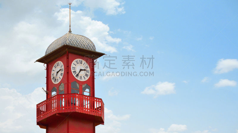钟塔,避雷针,市政厅,留白,水平画幅,无人,时间,户外,云景,钟