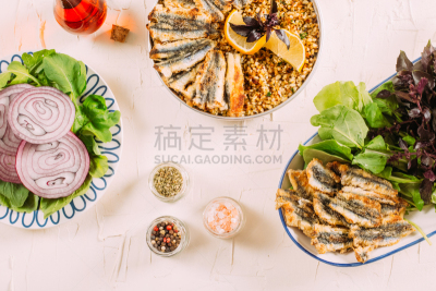 凤尾鱼,传统,专门技术,清新,食品,土耳其黑海沿岸,柠檬,餐具,餐馆,自制的