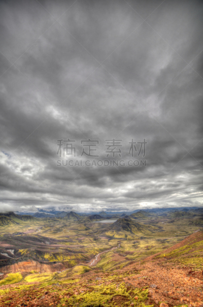 火山地形,兰德玛纳,冰岛国,垂直画幅,水,天空,美,苔藓,夏天,户外