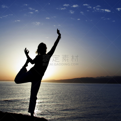 松弛练习,瑜伽,海滩,天空,美,青少年,禅宗,美人,夏天,舞王式