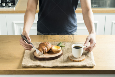 早餐,面包店,商品,法式长棍面包,水平画幅,无人,牛角面包,烘焙糕点,膳食,法式食品