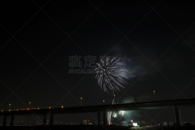 日本,夏天,放焰火,江东区,天空,美,留白,水平画幅,星星,夜晚