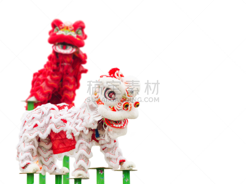 舞蹈,舞狮服装,狮子舞蹈,背景分离,平衡,中国,杆,舞者,高处,幸福