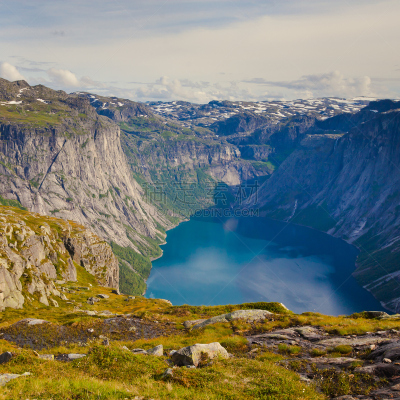 恶魔之舌,夏天,山,地形,自然美,挪威,风景,voringsfossen,埃德峡湾,奇迹石
