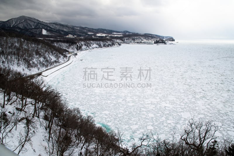 鄂霍次克海,日本,冬天,北海道,浮冰,寒冷,世界遗产,户外,旅行者,冰