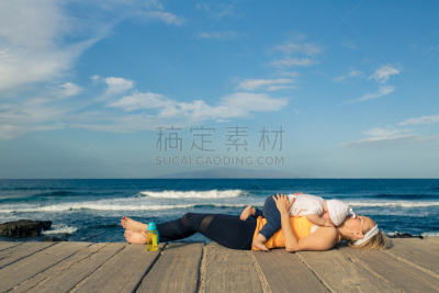 男婴,母亲,夏天,海滩,进行中,白昼,家庭,女婴,禅宗,小的