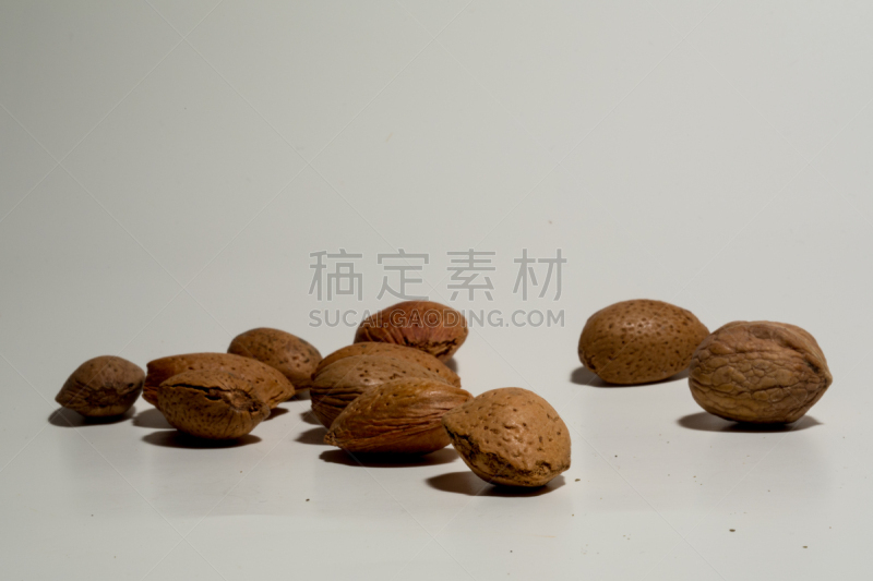 胡桃,杏仁,多样,健康食物,自然,图像,背景分离,水平画幅,特写