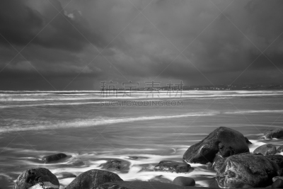 雨,海滩,拉辛奇,接力赛,水平画幅,沙子,无人,单色调,波浪,海浪