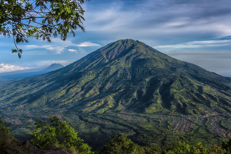 爪哇,火山,美,水平画幅,无人,火山地形,日惹特区,户外,高处,云计算