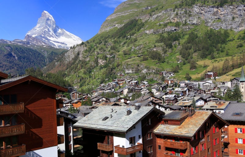 策尔马特,徒步旅行,滑雪雪橇,背景,牧人小屋,度假胜地,马特洪峰,名声,山脊,松树