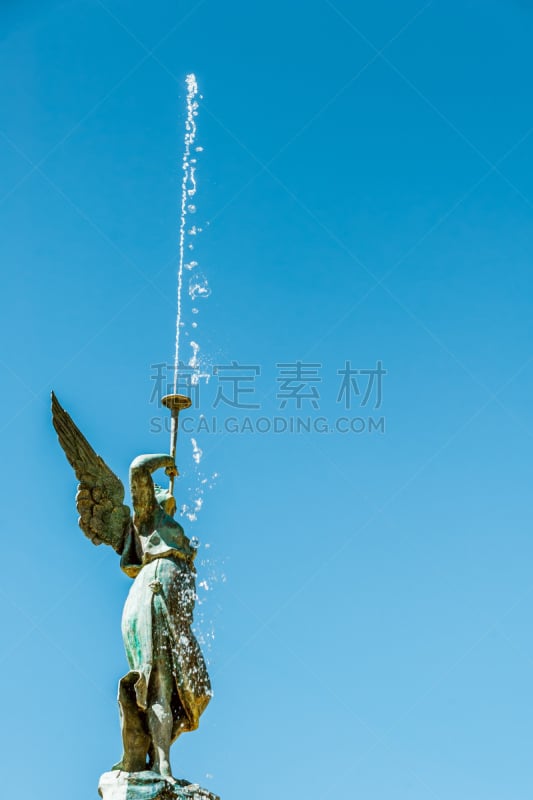 公园,喷泉,名声,瓦拉杜利德,西班牙,坎波广场,2017年,七月,垂直画幅,水