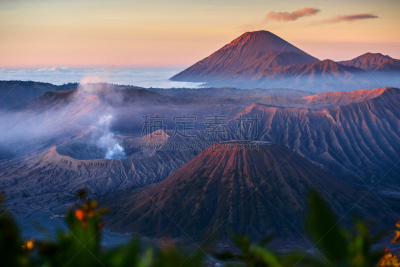 婆罗摩火山,印度尼西亚,名声,方向,天空,美,水平画幅,早晨,bromo-tengger-semeru national park,夏天