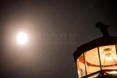 灯塔楼,月球,天空,水平画幅,爱德华王子岛,夜晚,无人,东点,夏天,加拿大